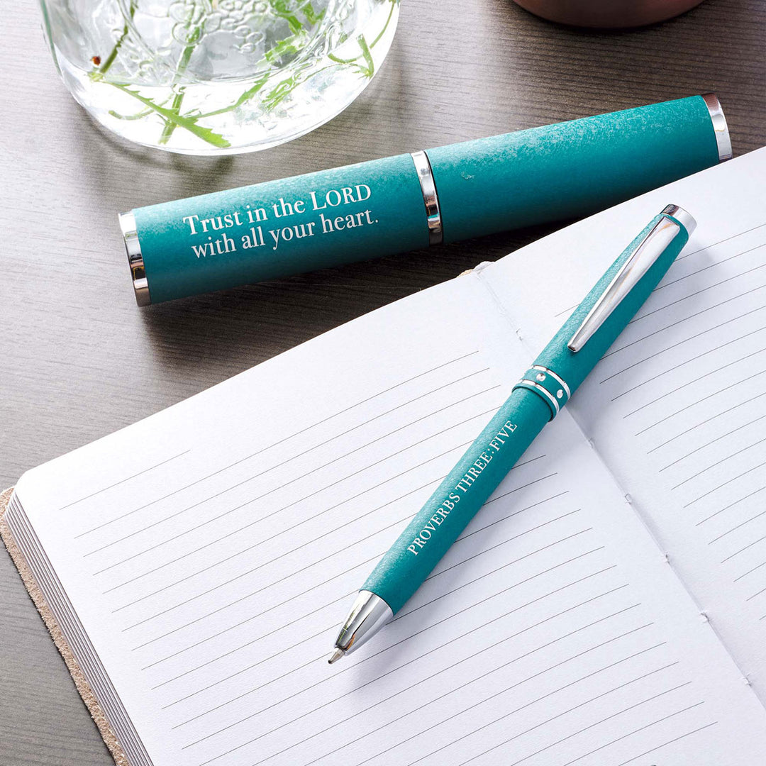 Proverbs 3:5 Trust In The Lord With All Your Heart Turquoise (Metal Pen In Tube)
