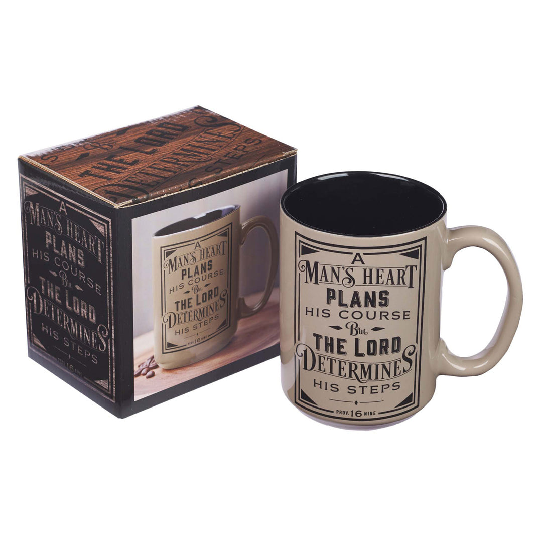 A Man's Heart Plans His Course Brown Ceramic Mug - Proverbs 16:9