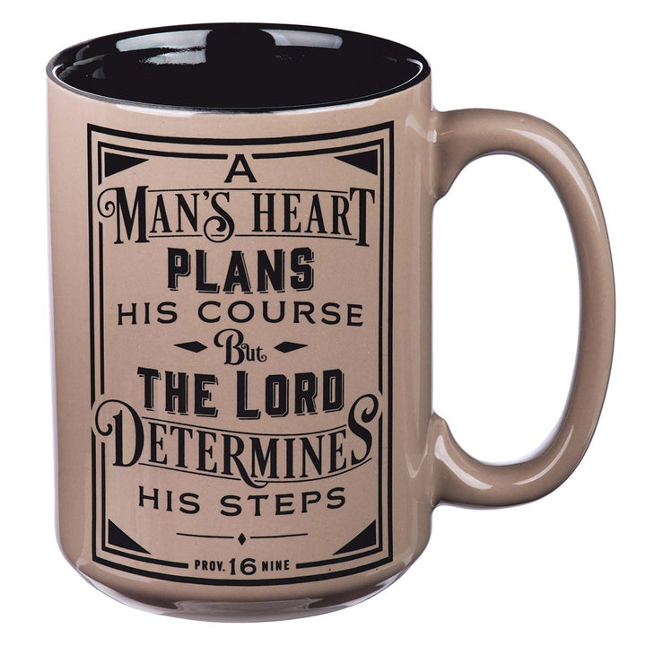 A Man's Heart Plans His Course Brown Ceramic Mug - Proverbs 16:9