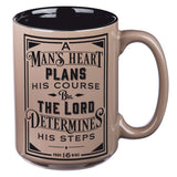 A Man's Heart Plans His Course Brown Ceramic Mug - Proverbs 16:9