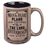 A Man's Heart Plans His Course Brown Ceramic Mug - Proverbs 16:9