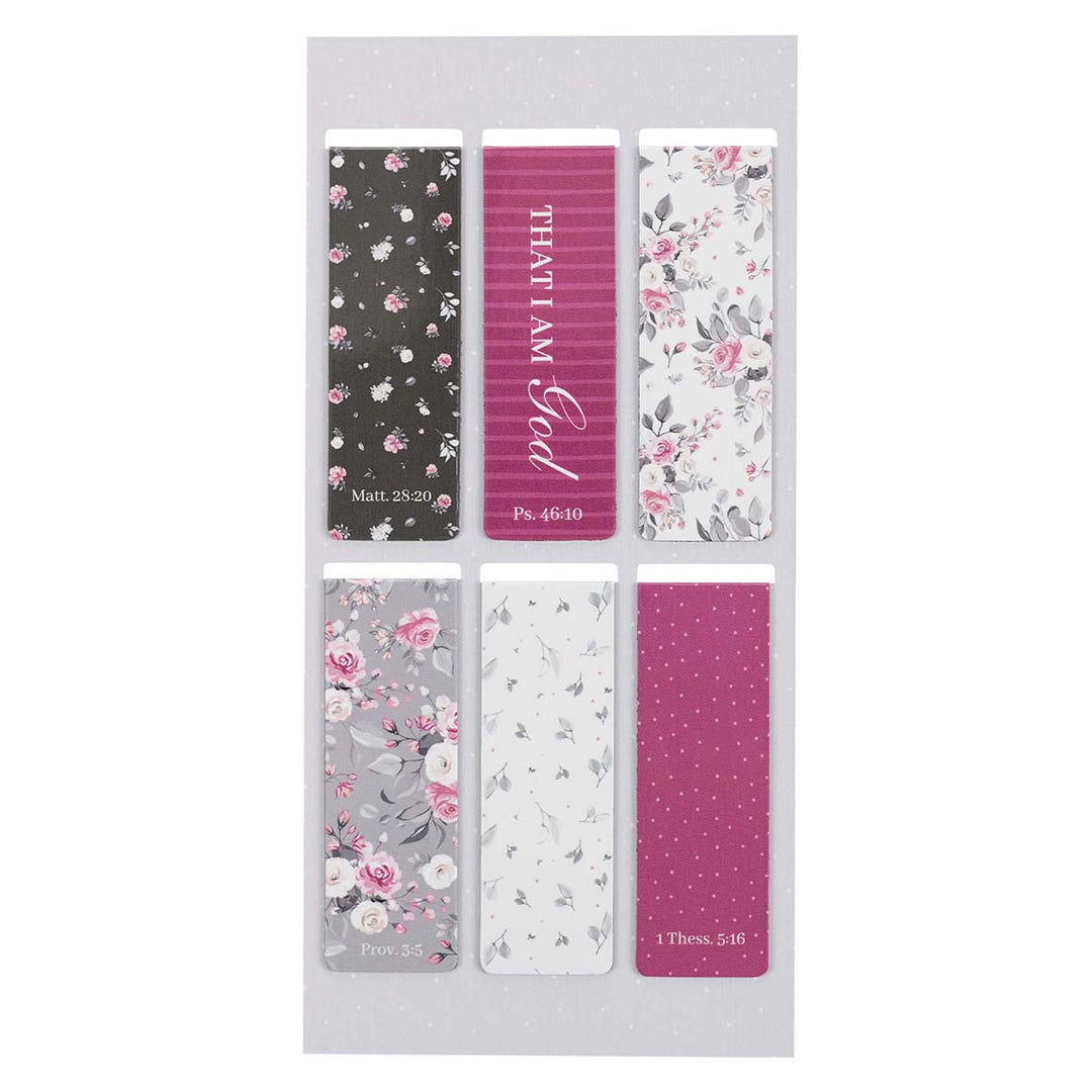 Pink Roses Magnetic Bookmarks Set Of 6