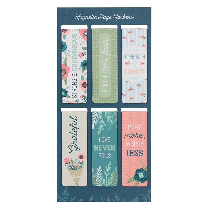 Floral Garden Magnetic Bookmarks Set Of 6