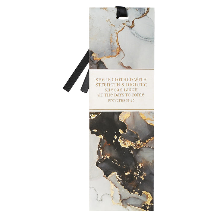 She Is Clothed With Strength & Dignity Marble (Premium Bookmark)