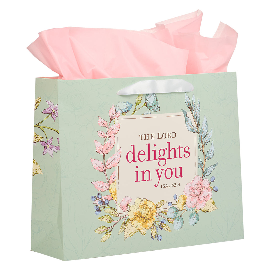 The Lord Delights Large Landscape Gift Bag With Card - Isaiah 62:4