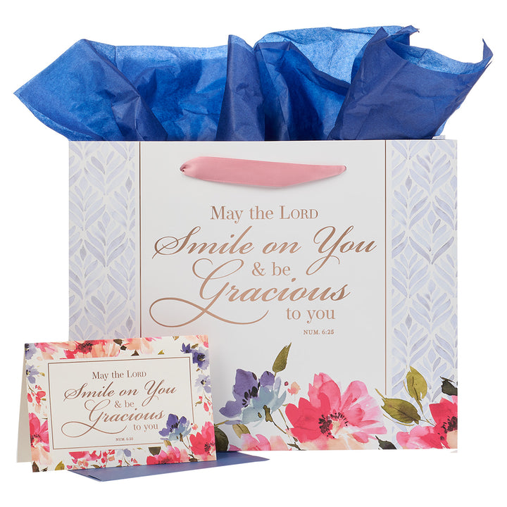 May The Lord Smile On You Large Landscape Gift Bag With Card - Numbers 6:25