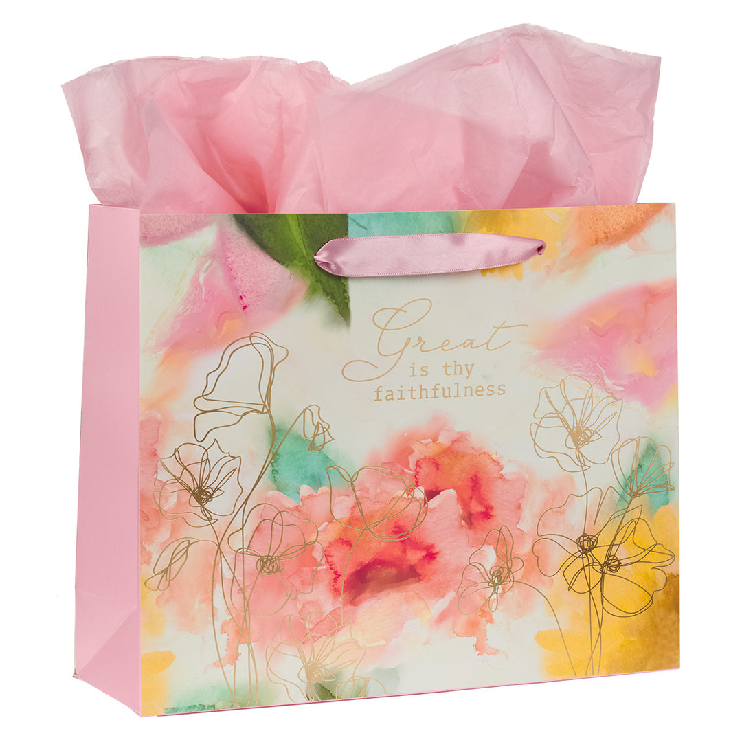 Great Is Thy Faithfulness Large Landscape Gift Bag With Card