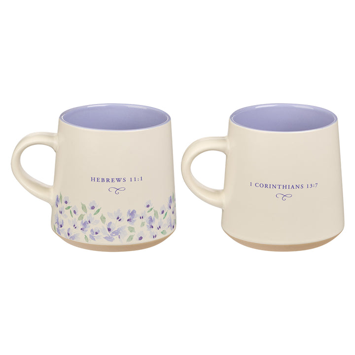 Faith And Love Lilac Purple Two Piece Ceramic Mug Set