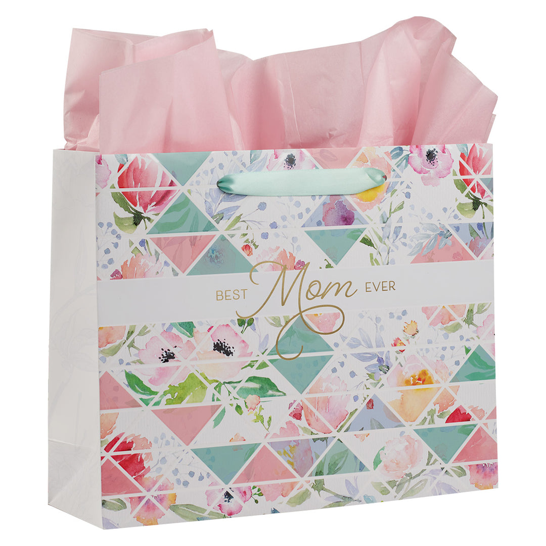 Best Mom Ever Large Landscape Gift Bag With Card - Proverbs 31:25