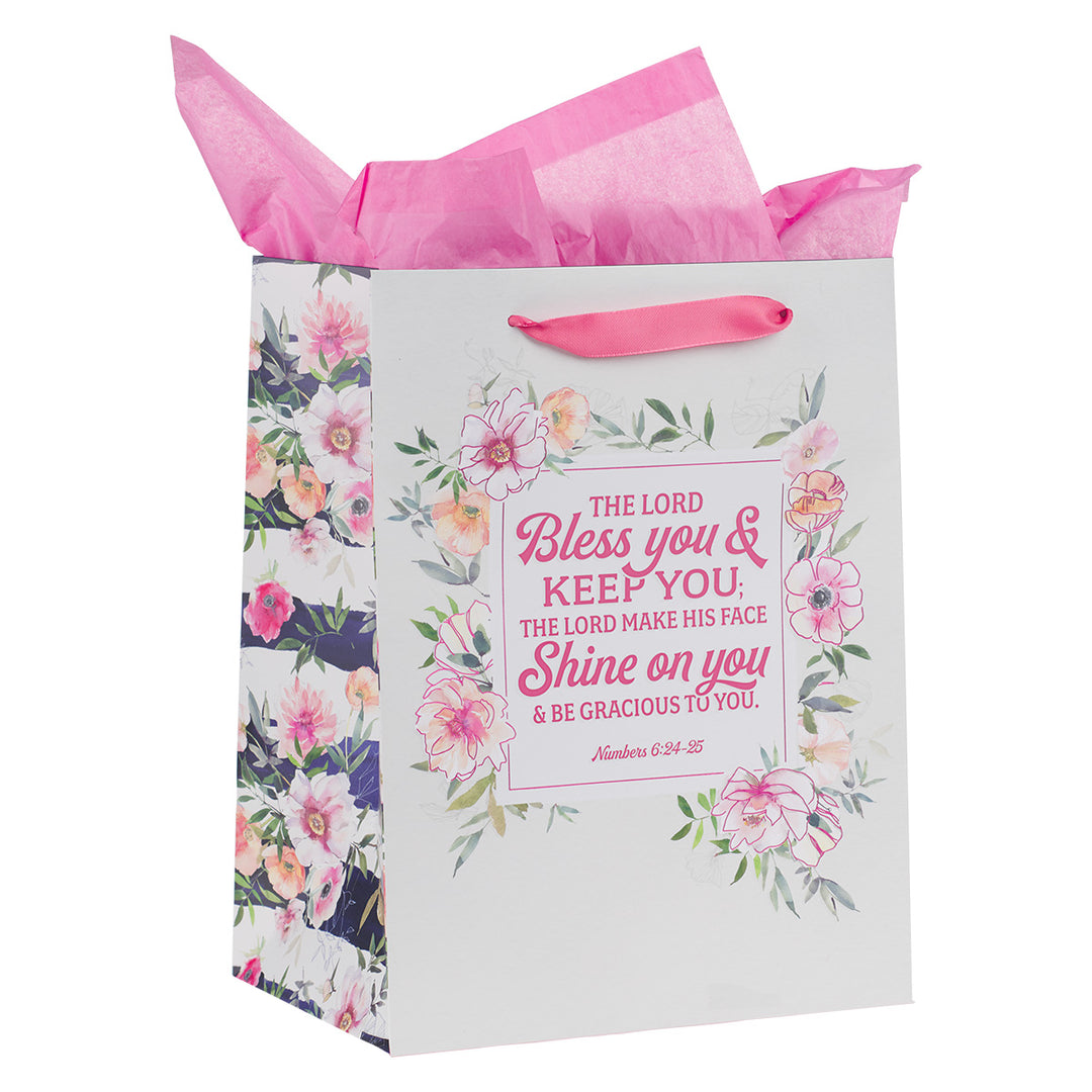 Bless You & Keep You Large Portrait Gift Bag With Card - Numbers 6:24