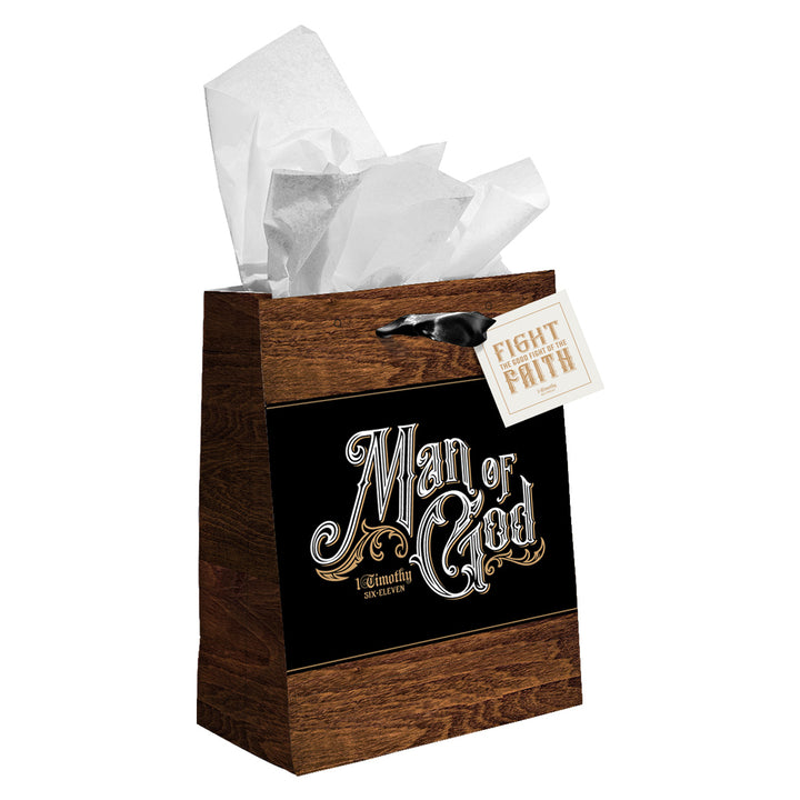 Man Of God Medium Gift Bag With Gift Tag - 1 Timothy 6:11