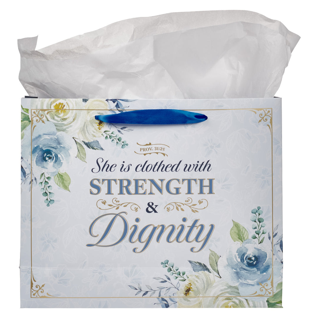 She is Clothed with Strength and Dignity Large Landscape Gift Bag with Gift Tag