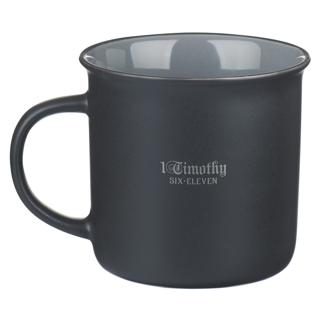 Man Of God Black And Grey Ceramic Mug - 1 Timothy 6:11