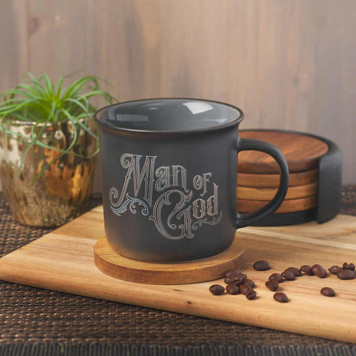 Man Of God Black And Grey Ceramic Mug - 1 Timothy 6:11