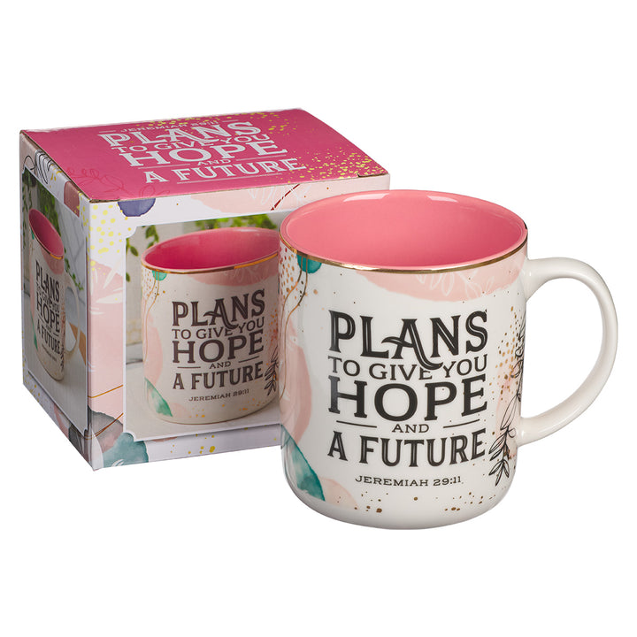 Plans To Give You Hope And A Future Pink Interior Ceramic Mug - Jeremiah 29:11