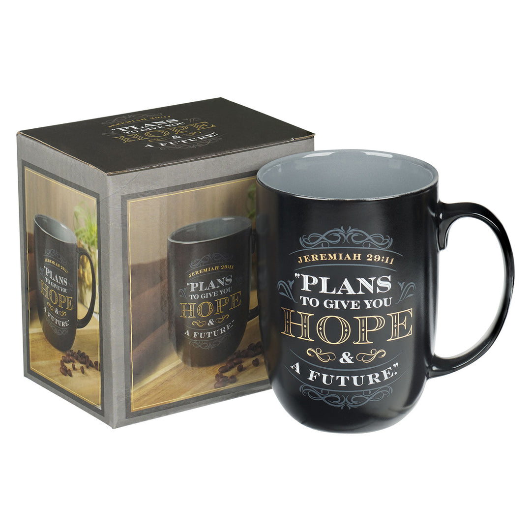 Plans To Give You Hope And A Future Black And Grey Ceramic Mug - Jer 29:11