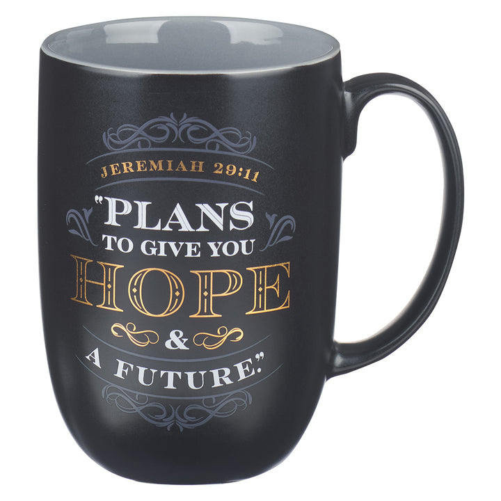 Plans To Give You Hope And A Future Black And Grey Ceramic Mug - Jer 29:11