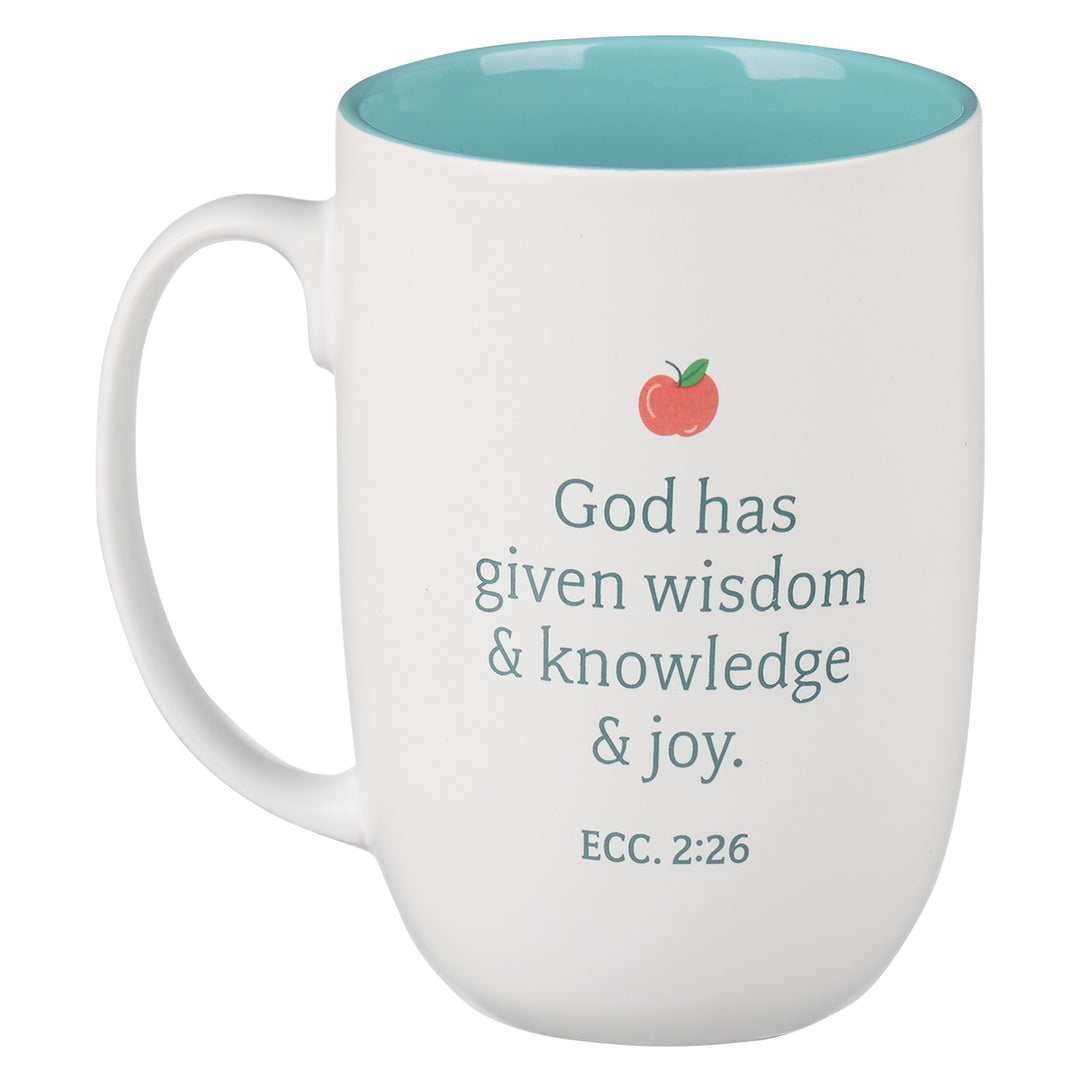 World's Best Teacher White And Teal Ceramic Mug - Ecclesiastes 2:26