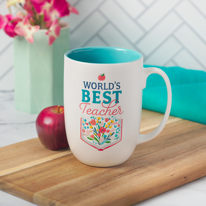 World's Best Teacher White And Teal Ceramic Mug - Ecclesiastes 2:26