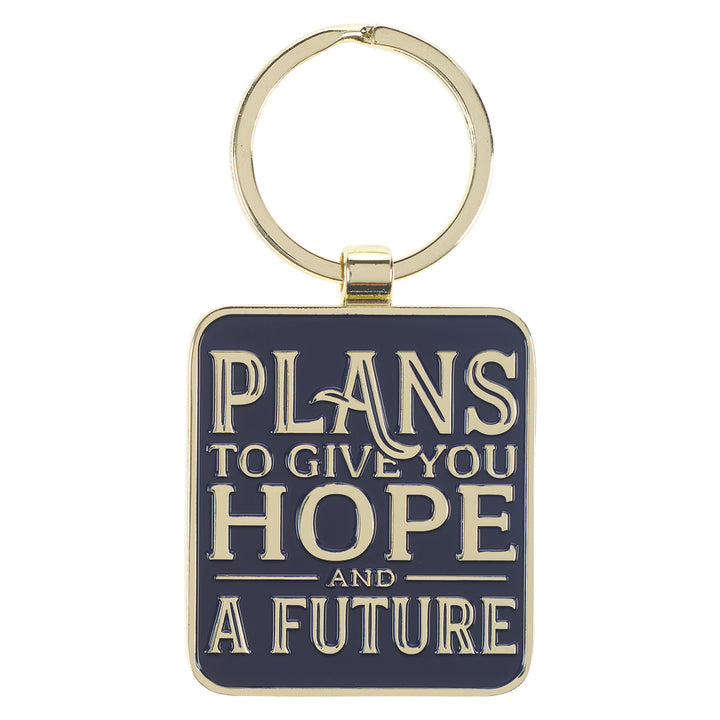 Hope And A Future Navy Blue Metal Key Ring - Jeremiah 29:11