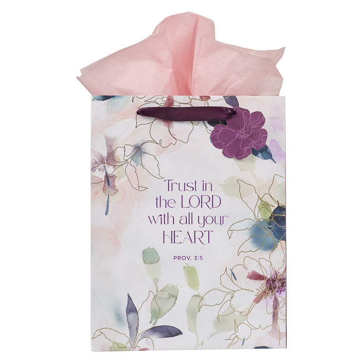 Trust in the Lord with All Your Heart Large Portrait Gift Bag with Gift Tag
