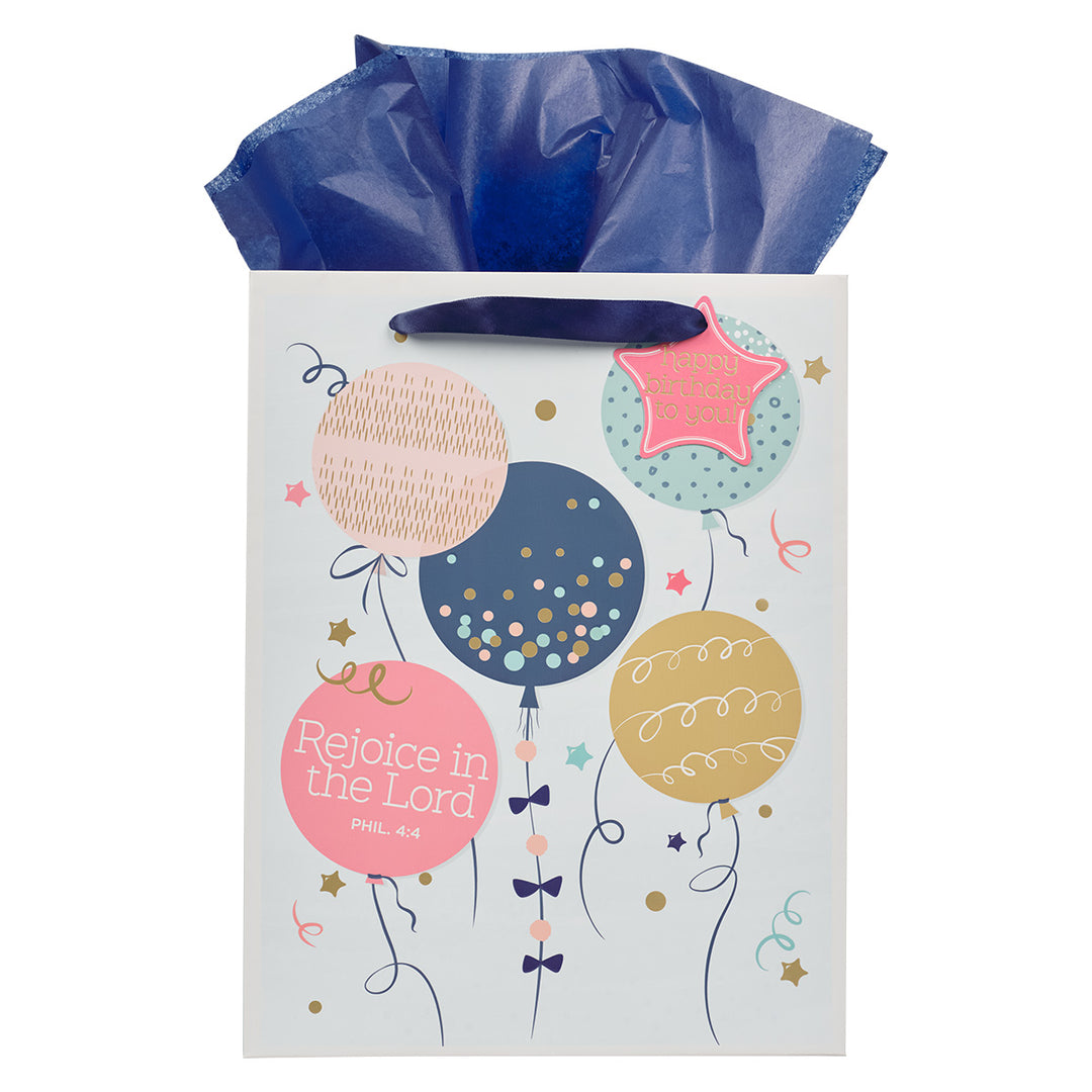 Rejoice In The Lord  Large Portrait Gift Bag with Gift Tag