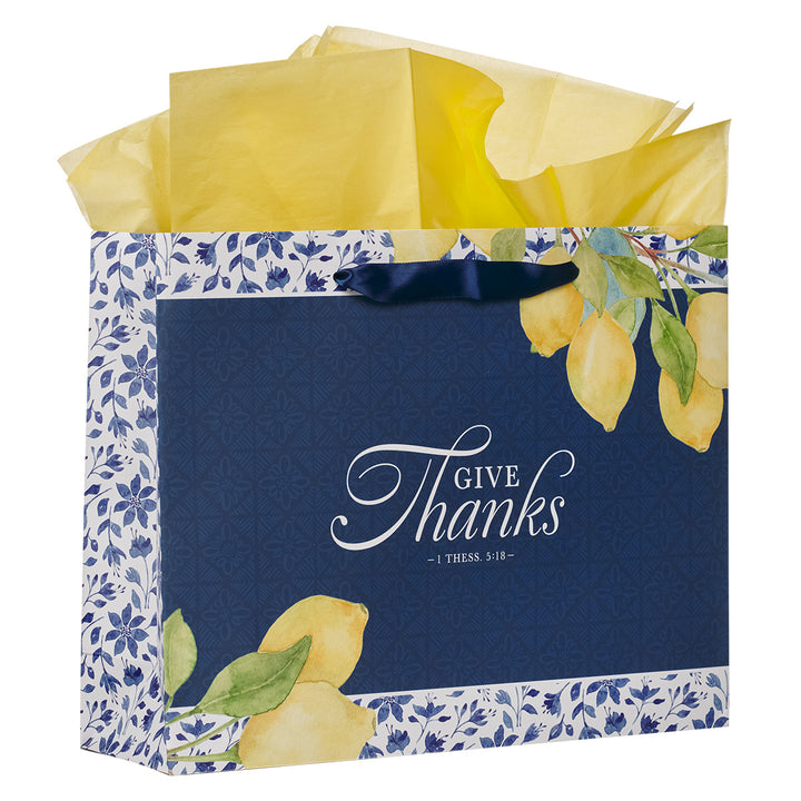 Give Thanks Large Landscape Gift Bag with Gift Tag