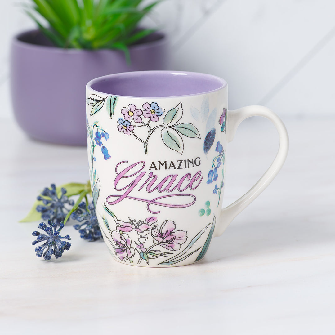 Amazing Grace Ceramic Mug With Purple Interior