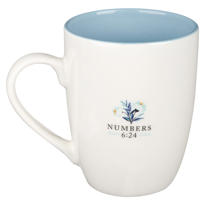 The Lord Bless You And Keep You Ceramic Mug With Light Blue Interior