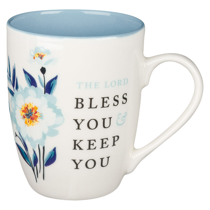 The Lord Bless You And Keep You Ceramic Mug With Light Blue Interior