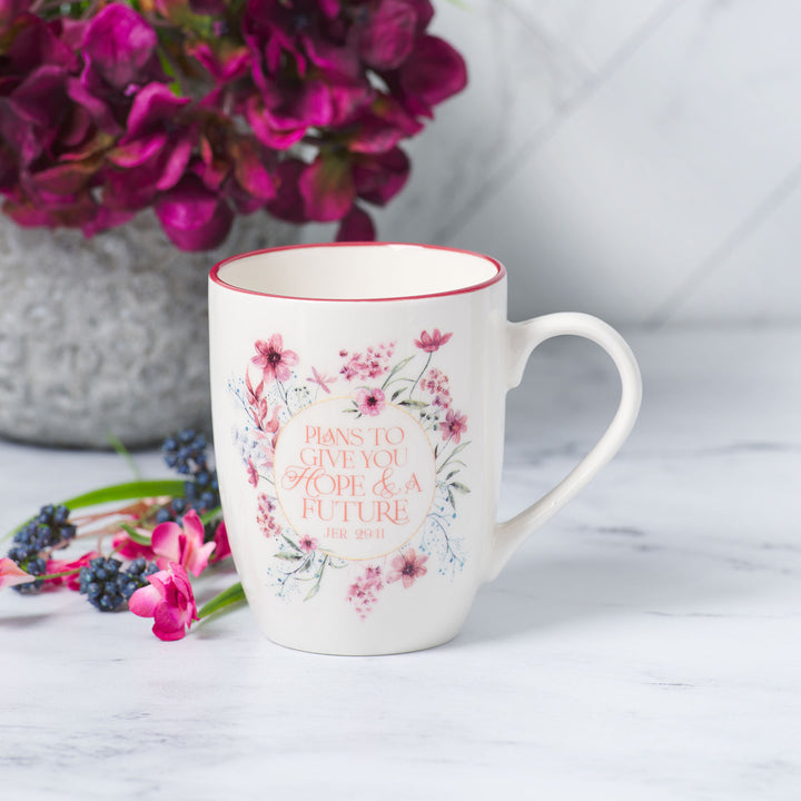 Plans To Give You Hope And A Future Floral Ceramic Mug - Jeremiah 29:11