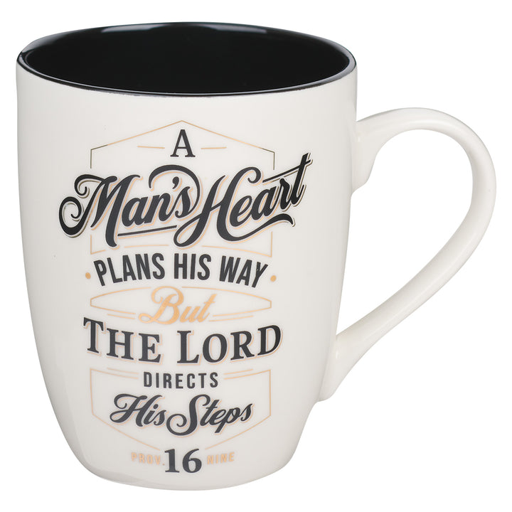 A Man's Heart Plans His Way Ceramic Mug With Black Interior - Proverbs 16:9