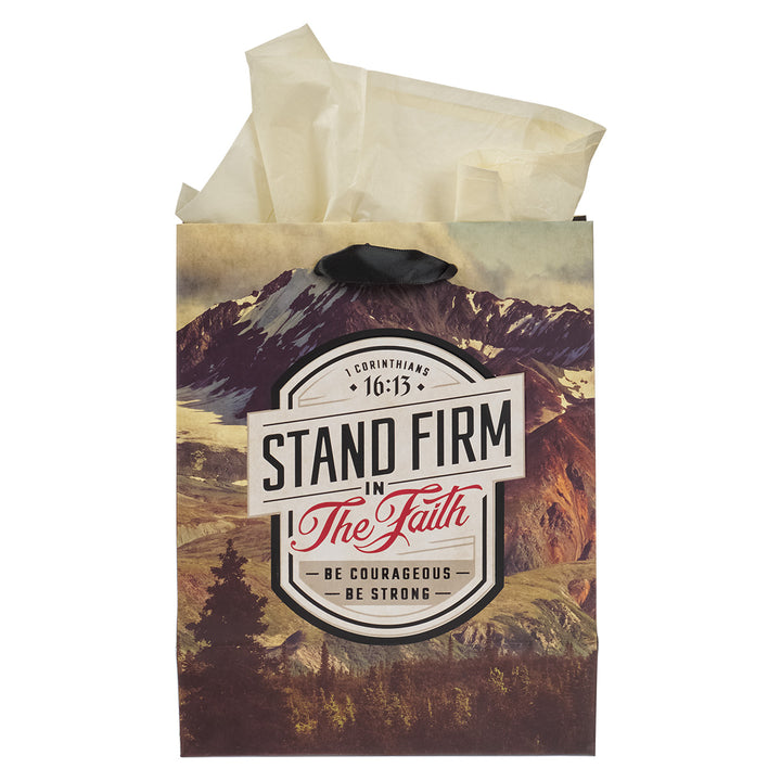 Stand Firm in the Faith Be Courageous Be Strong Medium Gift Bag with Gift Tag