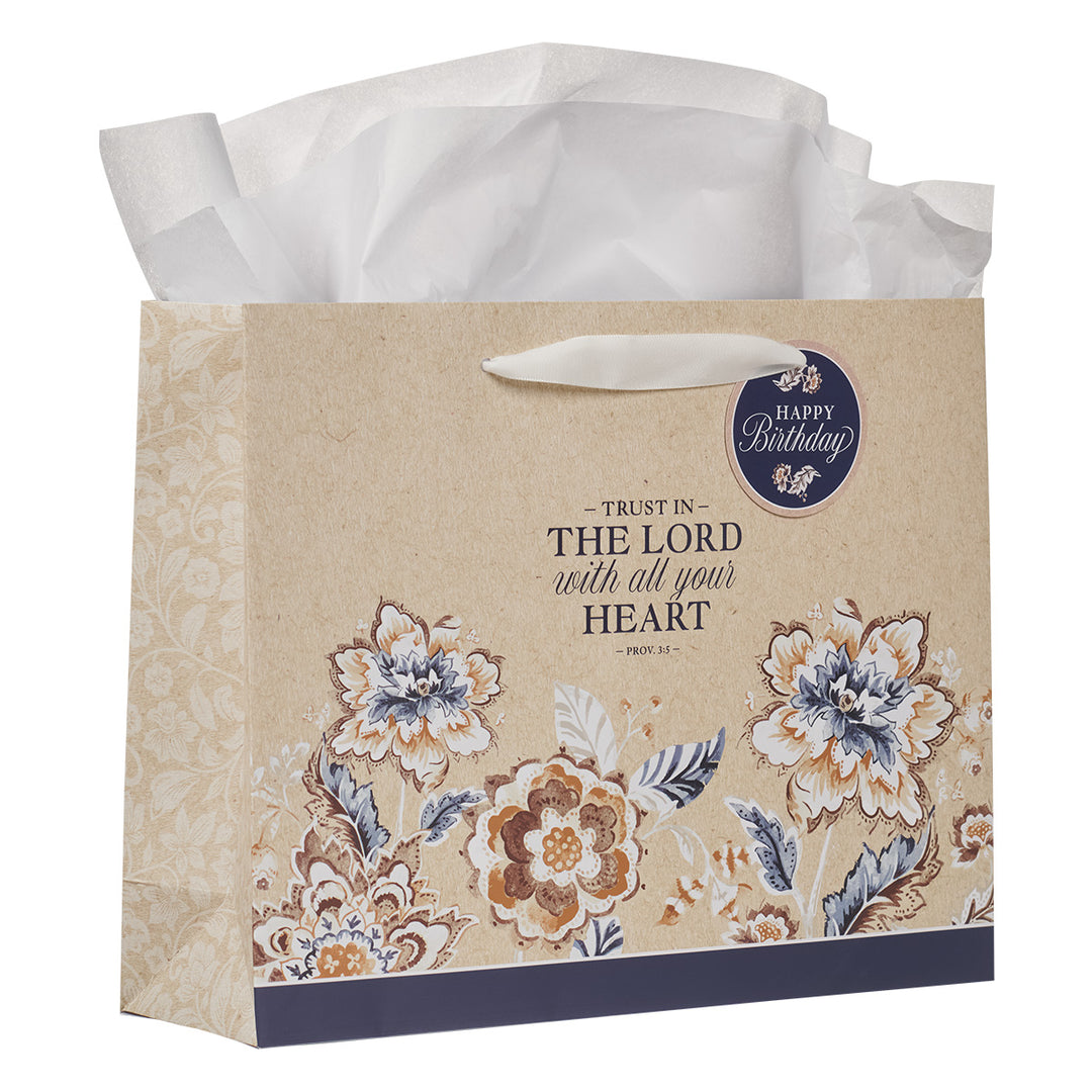 Trust in the Lord with All Your Heart Large Landscape Gift Bag with Gift Tag