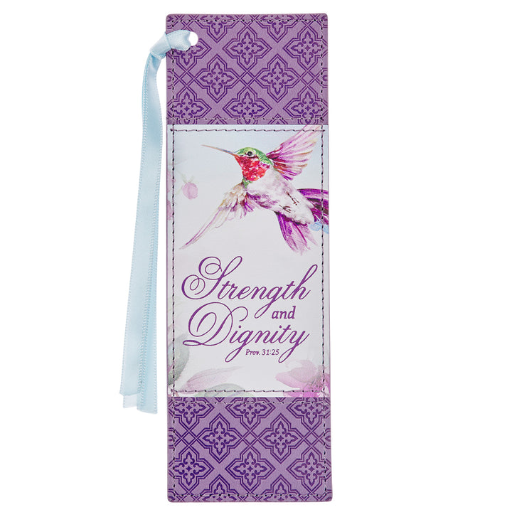 Strength and Dignity Purple Faux Leather Bookmark