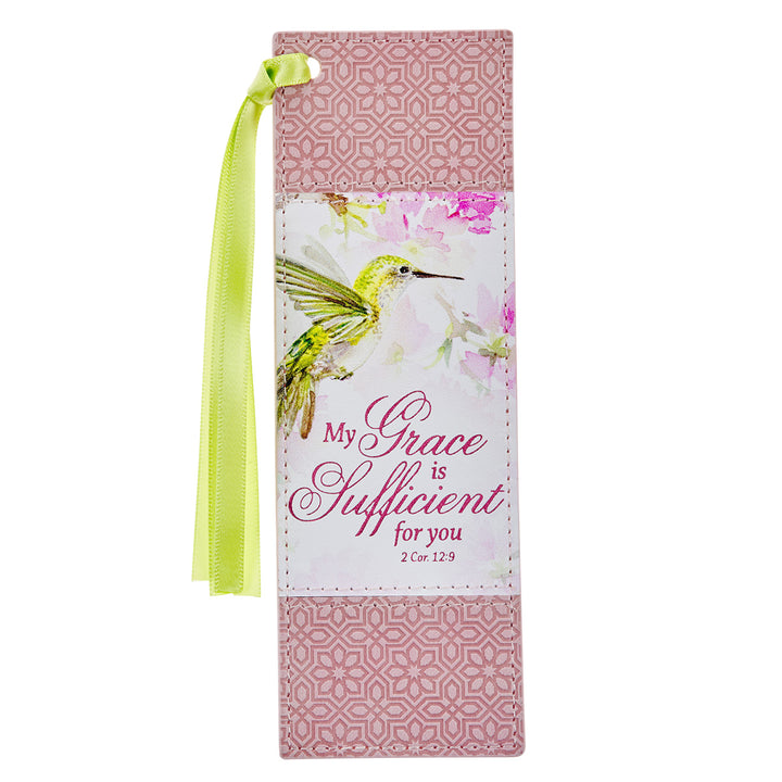 My Grace is Sufficient for You Pink Faux Leather Bookmark