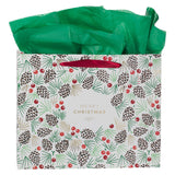 Merry Christmas Landscape Gift Bag with Plaid Gift Tag
