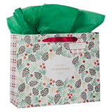 Merry Christmas Landscape Gift Bag with Plaid Gift Tag