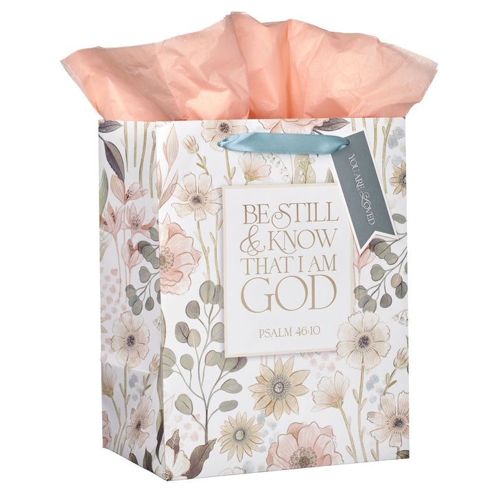 Be Still & Know That I Am God Large Portrait Gift Bag with Gift Tag