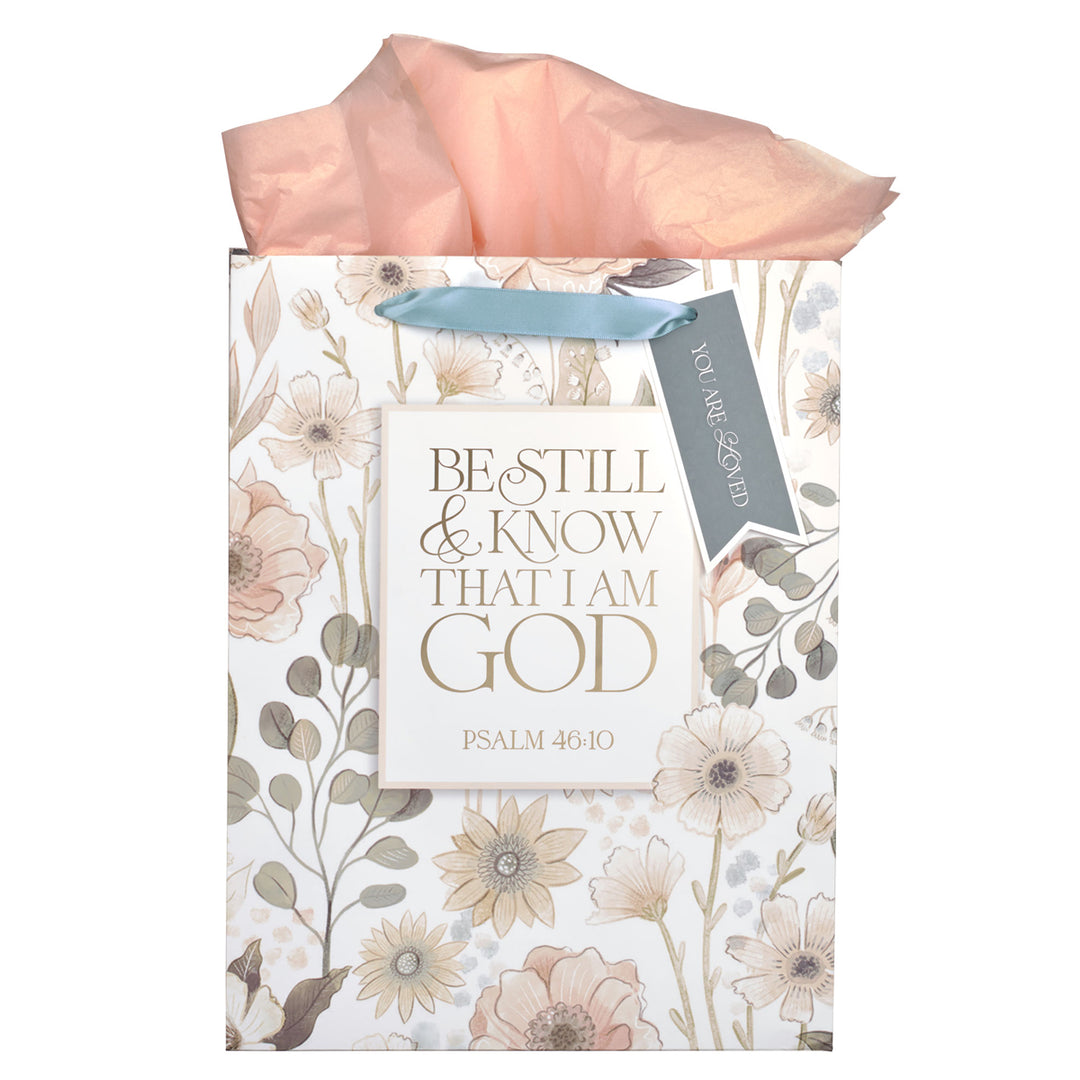 Be Still & Know That I Am God Large Portrait Gift Bag with Gift Tag