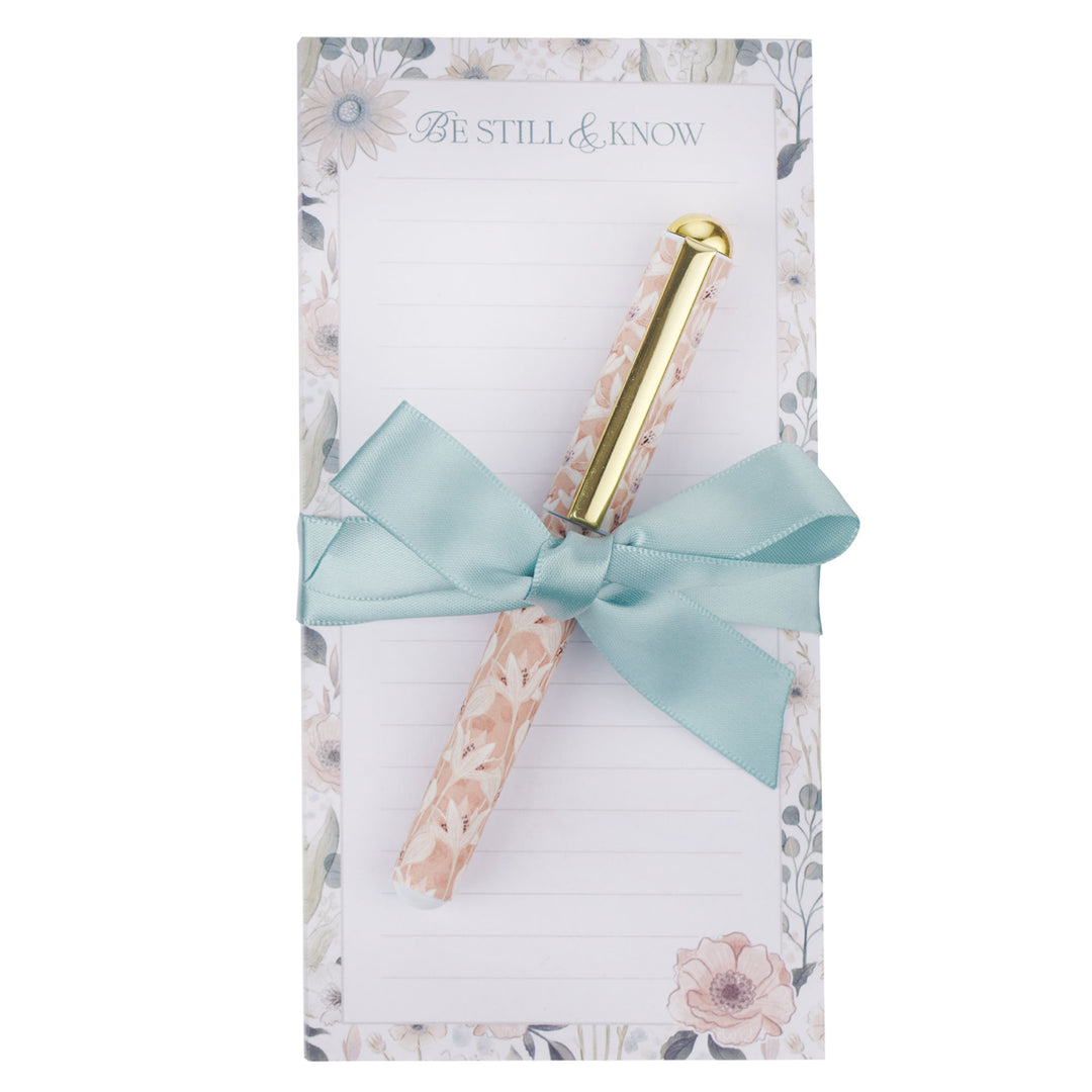 Be Still Teal Meadow Magnetic Notepad with Pen