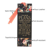 For I Know the Plans I Have For You Black Faux Leather Bookmark