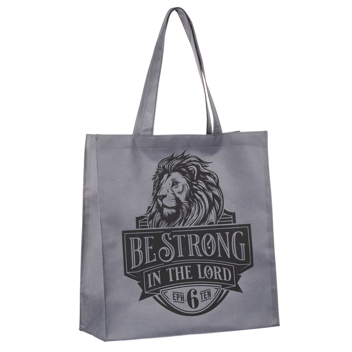 Be Strong in the Lord Grey Lion Non-Woven Tote Bag