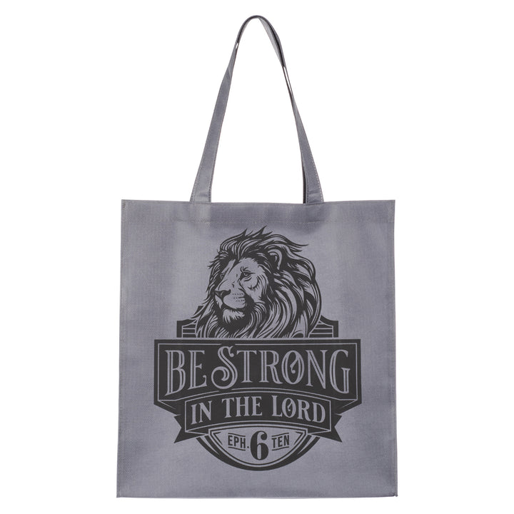 Be Strong in the Lord Grey Lion Non-Woven Tote Bag