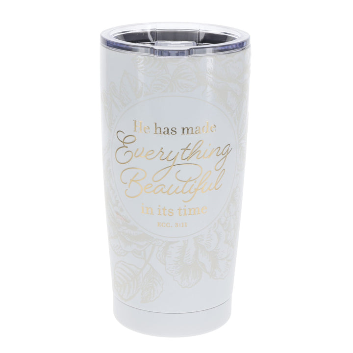 He Has Made Everything Beautiful In Its Time White Stainless Steel Travel Mug