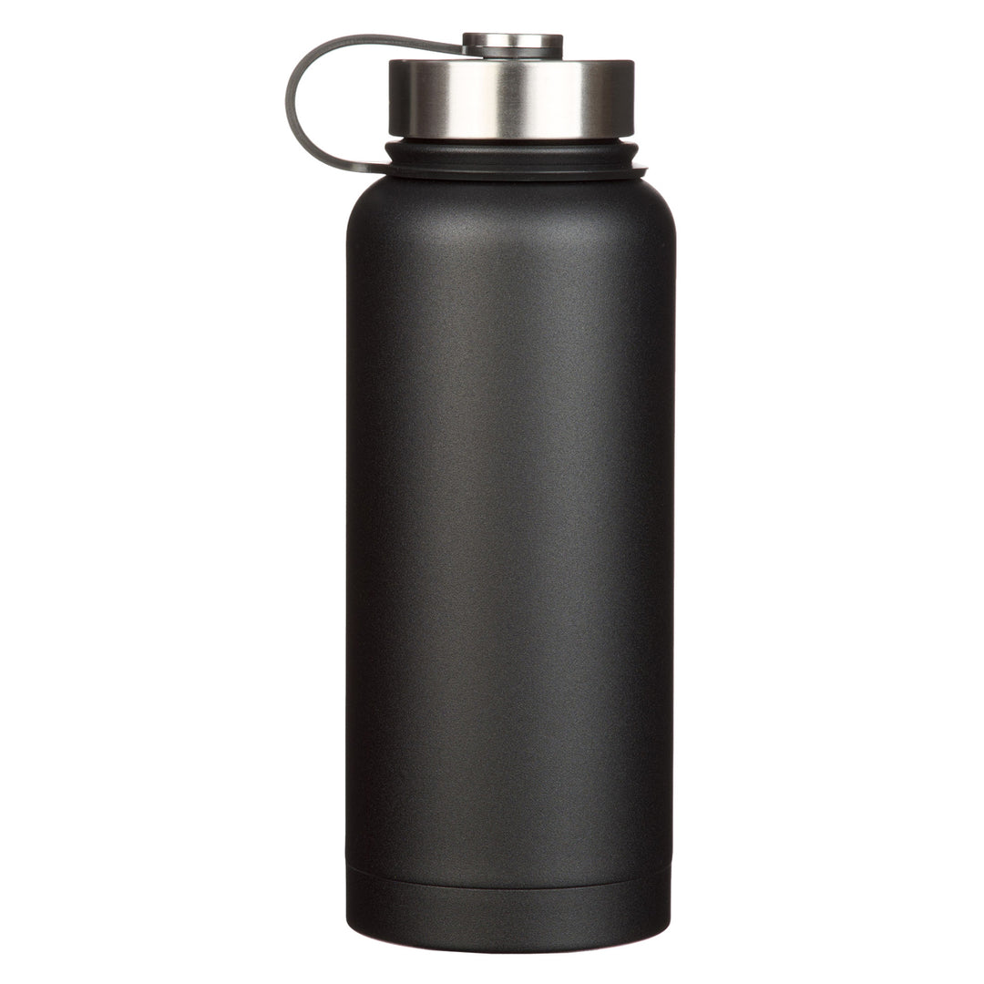 Be Strong and Courageous Black Stainless Steel Water Bottle