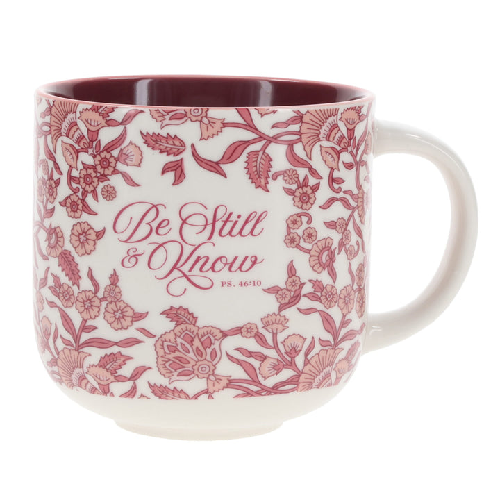 Be Still & Know Ceramic Mug with Burgundy Interior