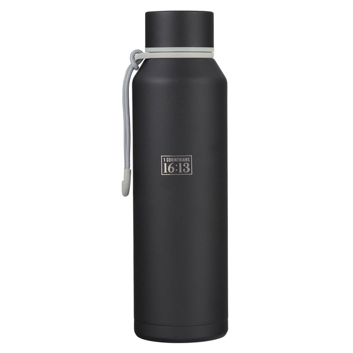 Stand Firm Black Stainless Steel Water Bottle