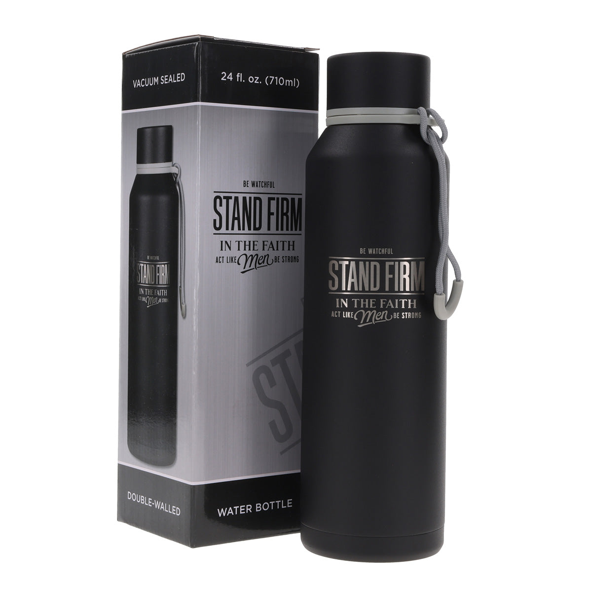 Stand Firm Black Stainless Steel Water Bottle