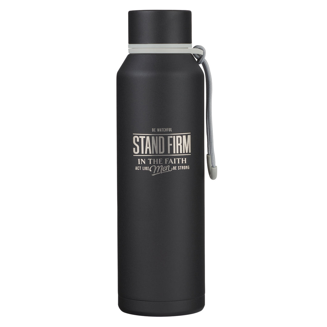 Stand Firm Black Stainless Steel Water Bottle